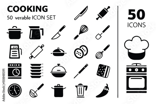 Cooking Editable Icon Set – Vector Kitchen & Culinary Icons for Chefs, Food Bloggers, and Apps