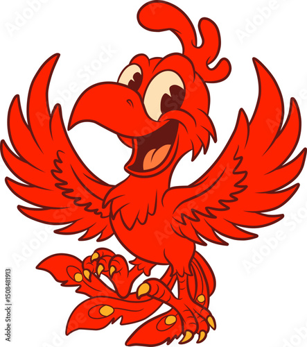 A simple illustration of a firebird or red phoenix.