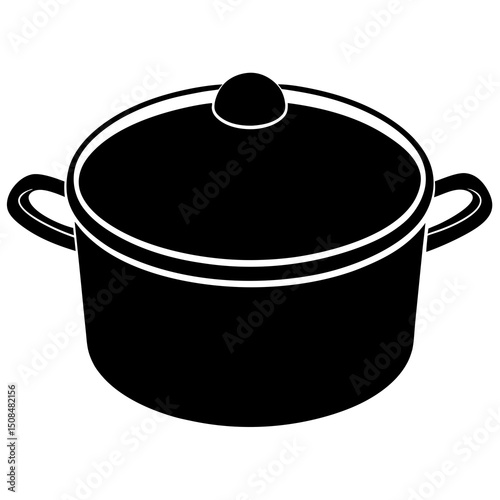 cooking pot with lid on white background 