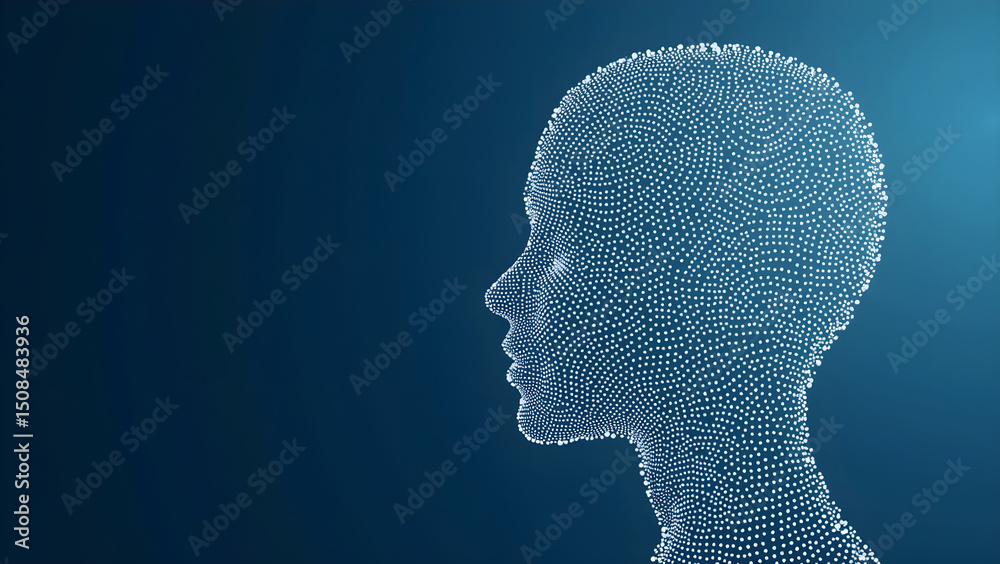 Obraz premium Abstract Human Profile Merged with Digital AI Patterns