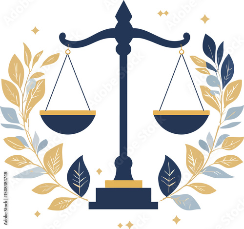 Justice scales law legal system balance symbol illustration vector graphic design concept image art