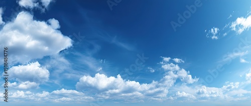 Vast Blue Sky With Fluffy Clouds