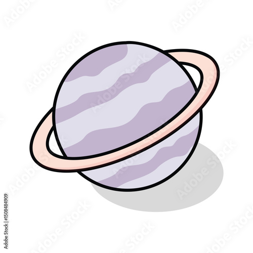 An editable isometric style icon featuring a planet