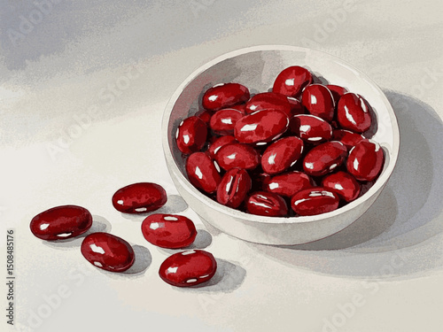 Crimson Bowl red beans in a bowl isolated watercolor vector illustration svg