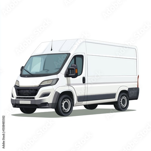 White Delivery Van Clipart for Transport Use