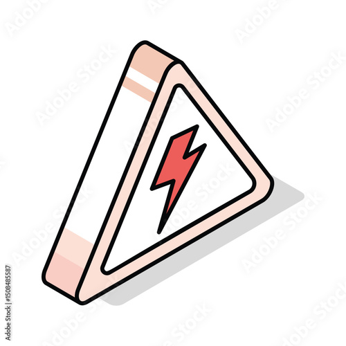 A well crafted isometric outline icon of hazard warning