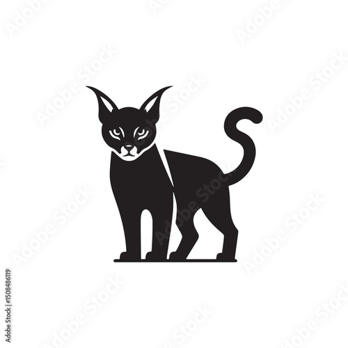 **"Striking Caracal Vector Silhouette: Wild Feline Design Featuring Tufted Ears, Sleek Body, and Alert Stance in Clean, Minimalist Style for Crafts and Digital Artwork"**
