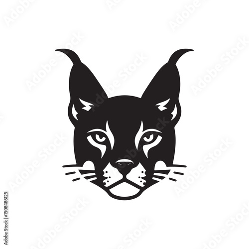 **"Striking Caracal Vector Silhouette: Wild Feline Design Featuring Tufted Ears, Sleek Body, and Alert Stance in Clean, Minimalist Style for Crafts and Digital Artwork"**
