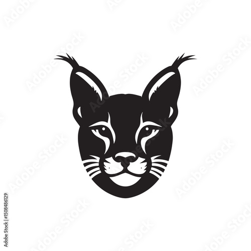 **"Striking Caracal Vector Silhouette: Wild Feline Design Featuring Tufted Ears, Sleek Body, and Alert Stance in Clean, Minimalist Style for Crafts and Digital Artwork"**

