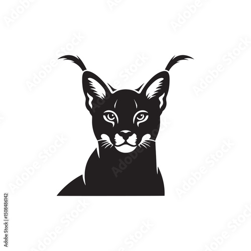 **"Striking Caracal Vector Silhouette: Wild Feline Design Featuring Tufted Ears, Sleek Body, and Alert Stance in Clean, Minimalist Style for Crafts and Digital Artwork"**
