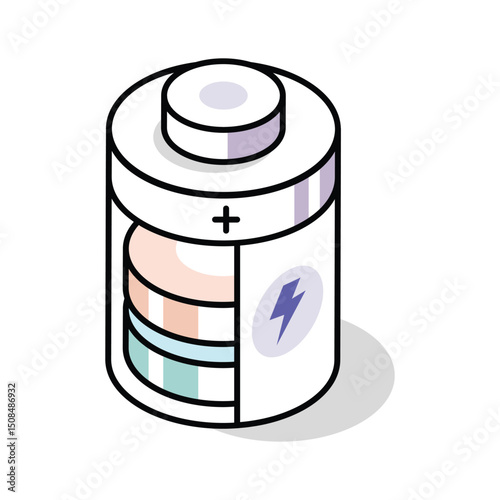 Latest isometric icon showing a charging cell unit