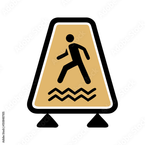 Caution sign indicating slippery surface with a figure walking