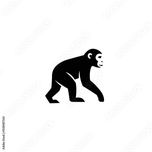 Gorilla Silhouette Illustration for Wildlife Design

