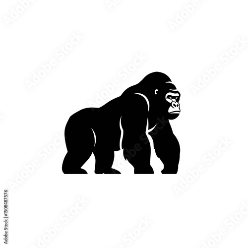 Gorilla Illustration Animal Artwork Black and White
