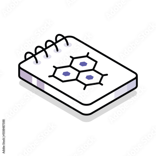 Trendy isometric icon featuring chemistry notes concept