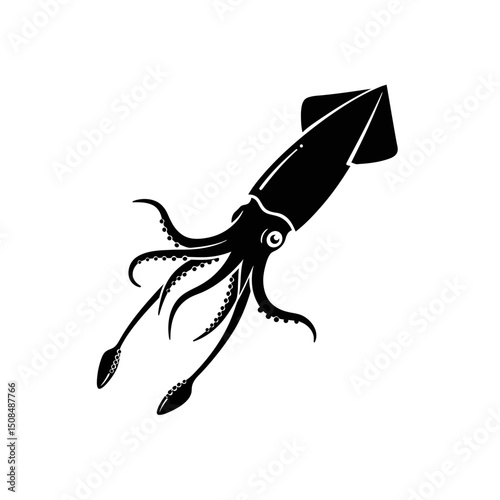 Octopus with squid ink bottle silhouette
