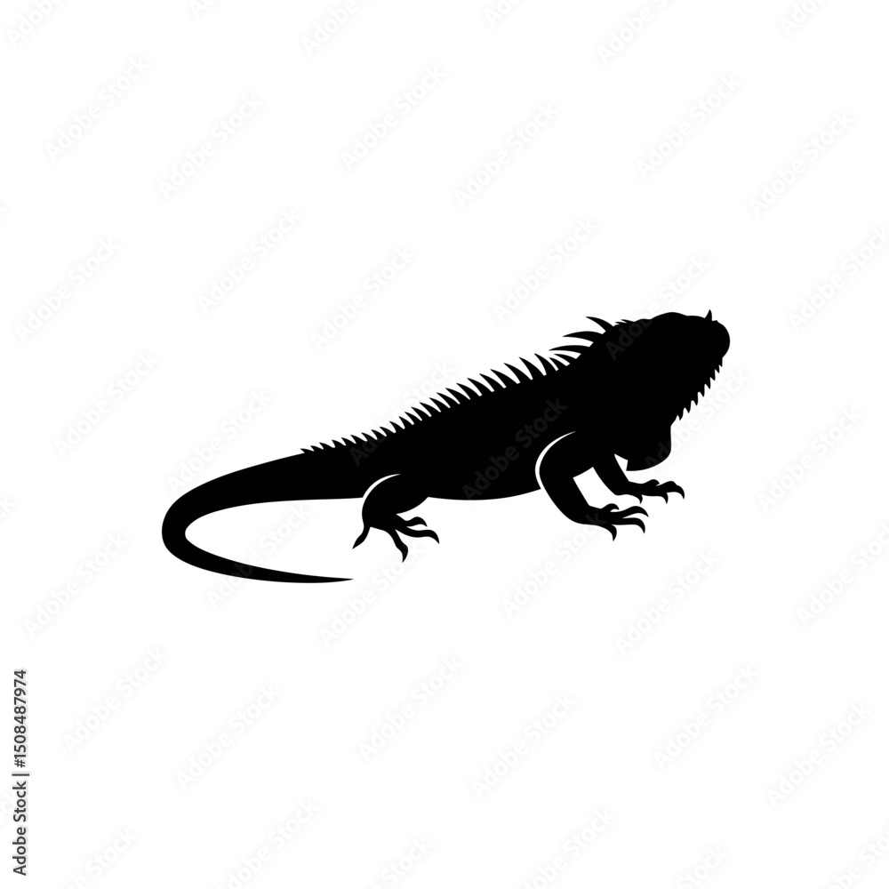 Obraz premium Lizard silhouette on white background for design and branding 