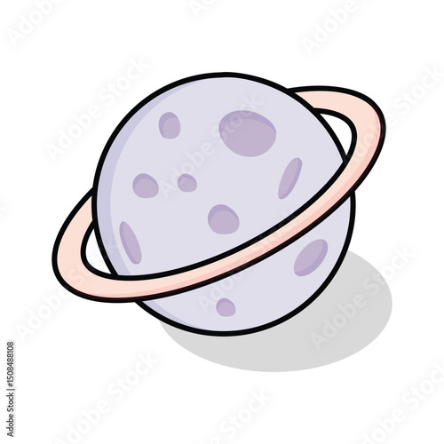 Grab this isometric outline icon of planetary orbit