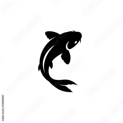 Koi Fish Silhouette for Tattoo Designs
