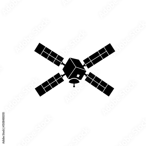 Satellite spacecraft with solar panels in space
