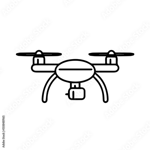 Simple Black Drone Icon on White Background for Technology Blogs, Digital Marketing Websites, Innovation Articles, and Graphic Design Projects