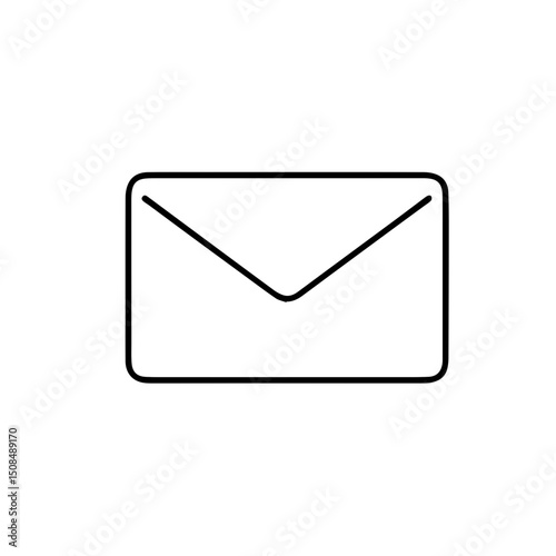 Simple Black Envelope Icon on White Background for Digital Communication, Email Marketing, Graphic Design, and Social Media Content