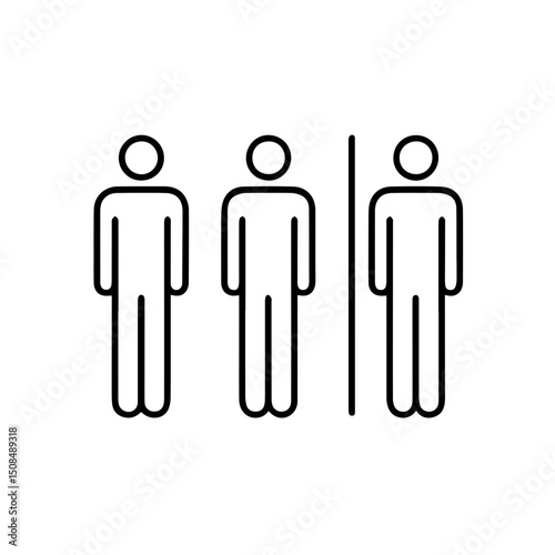 Restroom Icon Symbolizing Gender Separation on White Background for Public Facilities, Health Care Signage, Educational Materials, and Social Awareness Campaigns