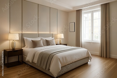 Sunlit Bedroom with Ambient Wall Lighting