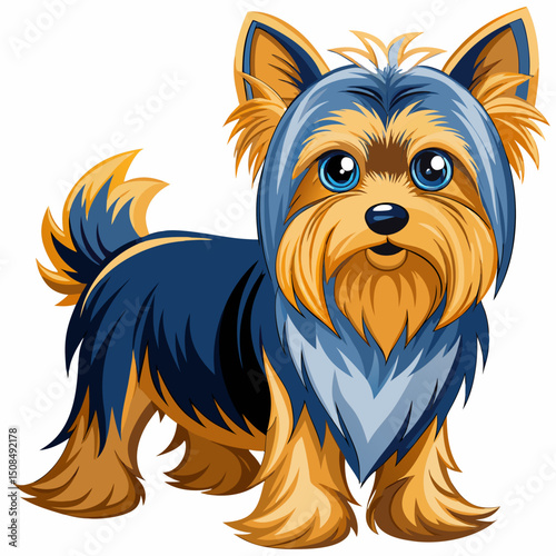 Yorkshire Terrier Puppy Vector – Stylish and Fluffy Dog Clipart