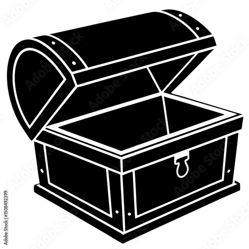 open treasure chest on white background .svg
