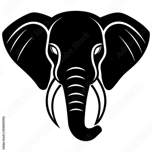elephant head icon on white background 