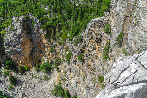 The scenic view of Kayaağıl Obruğu (Kayaağıl sinkhole), at Dikmen village, Akseki, Antalya