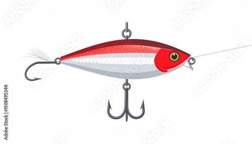 Red And White Pixel Art Fishing Lure