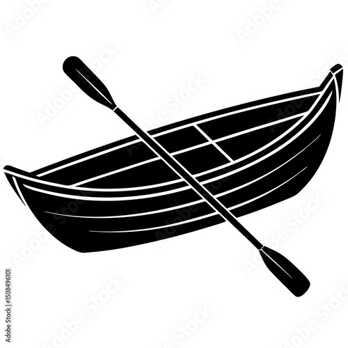 rowboat with paddles on white background .svg