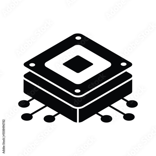 A well crafted isometric icon of microprocessor chip