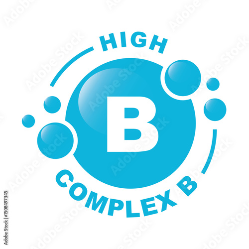 Blue colored vitamin B complex - icon, vector.