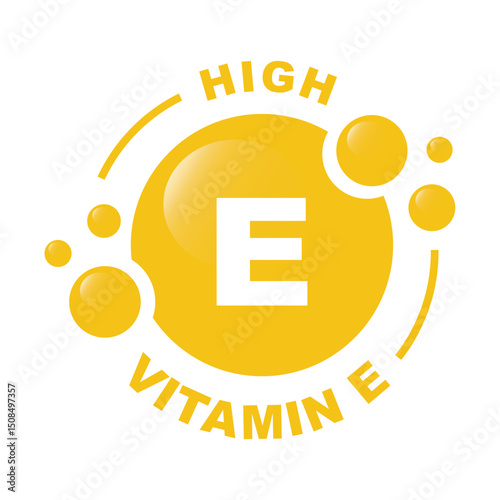 Vitamin E shining pill, capsule - vector, icon. 