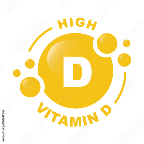 High vitamin D complex with drop bubbles - icon, vector.