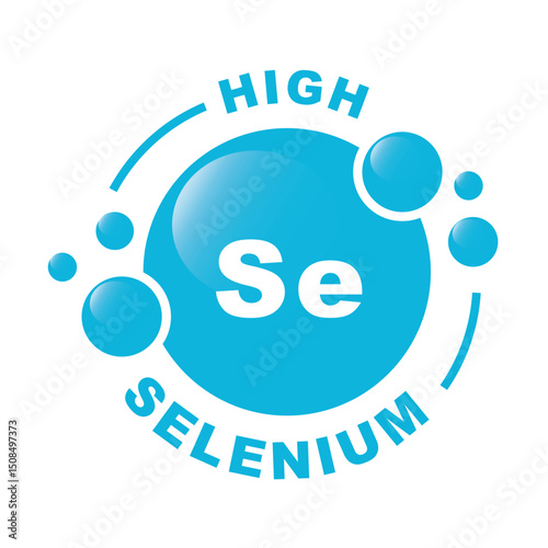 Selenium minerals inside blue bubble, icon, vector.