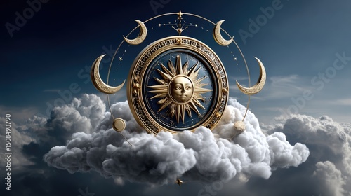 Celestial sun moon cloud design