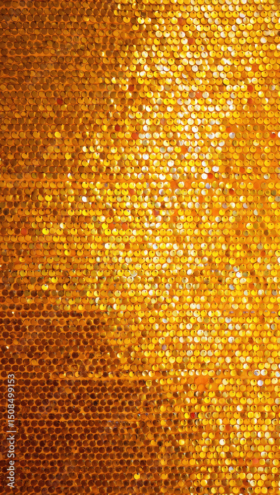 Naklejka premium Golden sequined fabric texture background