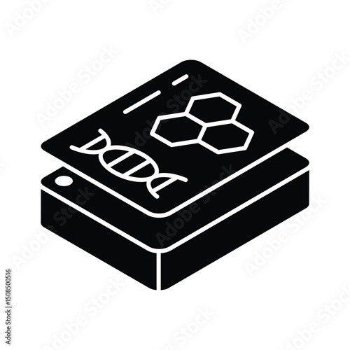 A trendy isometric icon of handwritten science notes