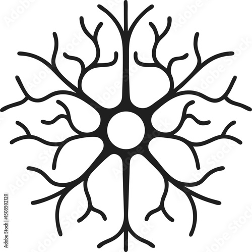 Neuron. Human Organs Anatomy - Line Icon. Vector Stock Illustration stock illustration  line vector vector icon , black and white , white background 