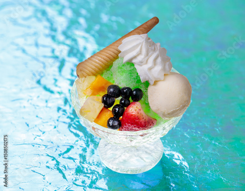 冷たい夏のカキ氷スイーツ(フルーツアイス)