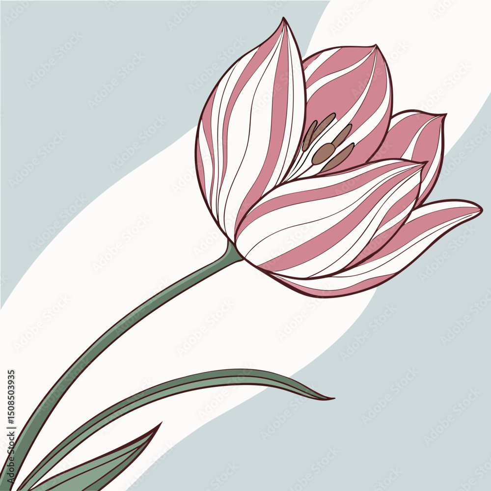 Hand-Drawn Tulip Clipart for Botanical Designs