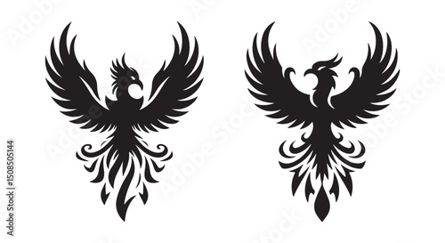 Dual Phoenix Black Vector Art Designs: Symbols of Rebirth, Renewal, and Power