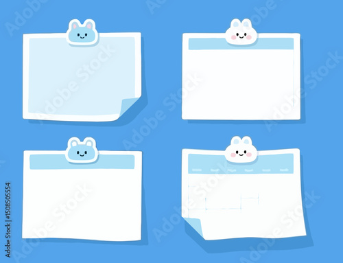 Cute Spiral Notebooks with Kawaii Bear Clips