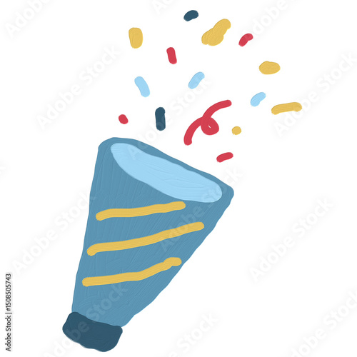 Colorful birthday celebration with balloons, cake, confetti, and party decorations. Perfect for invitations, greeting cards, banners, and event promotions.