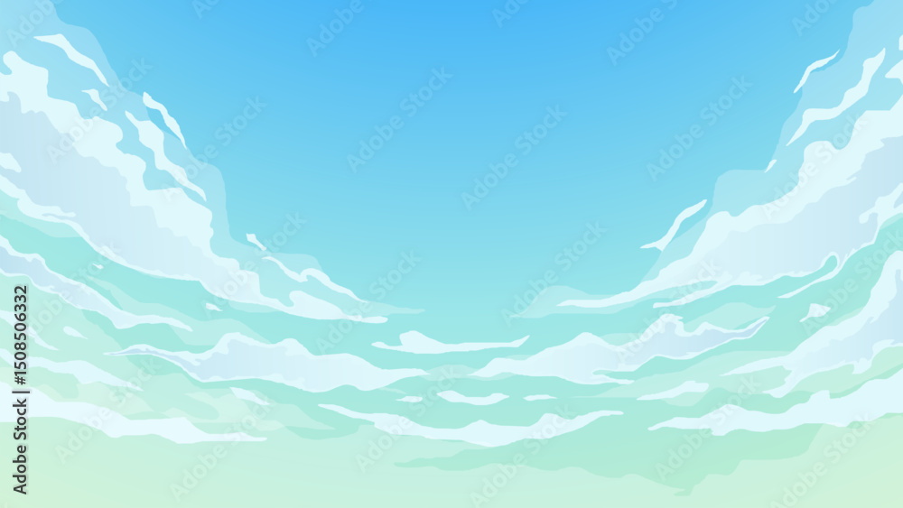 Fototapeta premium Blue sky and clouds vector illustration, nature landscape background
