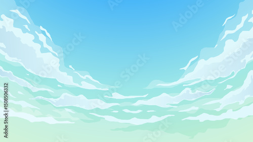 Blue sky and clouds vector illustration, nature landscape background